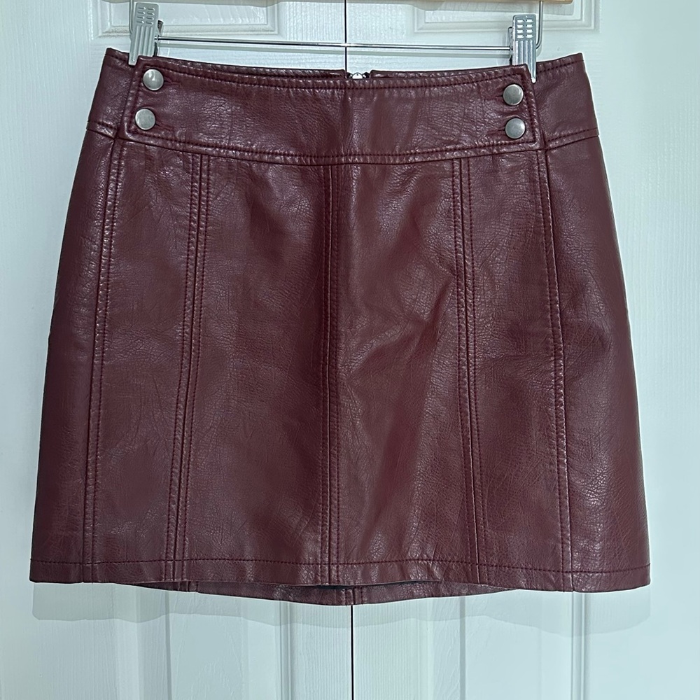 Burgundy Faux Leather Skirt | Free People